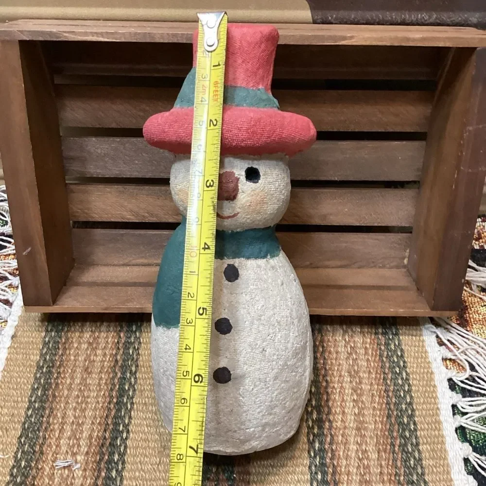 Snowman Stoneware Cloth Covered Hand Painted Christmas Decor 7